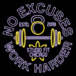 STUDIO FIT CHICAGO - NO EXCUSES WORK HARDER NEON - UNISEX/OVERSIZED T-SHIRT - NMF3YB Design